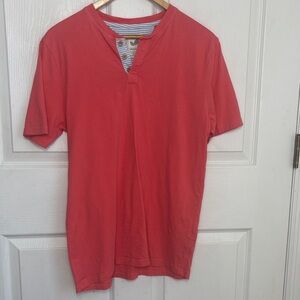 Alexander Julian organic cotton salmon Henley short sleeve shirt size Medium